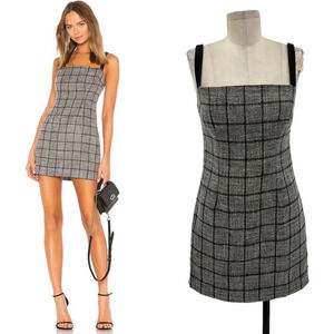 NBD Bynes Mini‎ Dress Gray Black Plaid Sleeveless Size Small